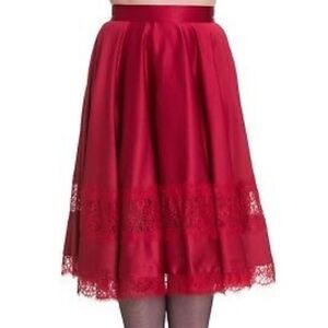 Hell Bunny Vixen Diana Red Lace Inset Skirt Sz S